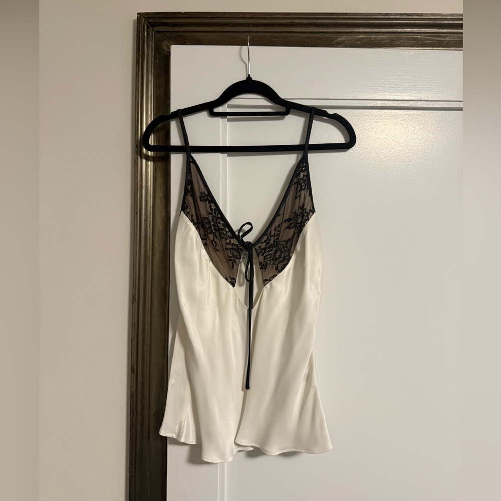 L'Academie Satin Chemise with Black Lace